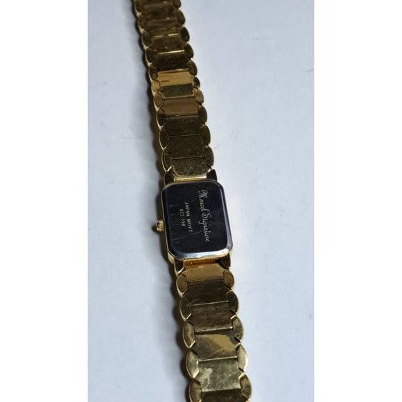 Marcel Drucker Signature Watch Women Gold Tone Rectangle - Picture 11 of 14